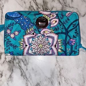 RDID Turn-lock Wallet Peacock Garden Turquoise - NWT